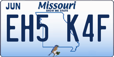 MO license plate EH5K4F