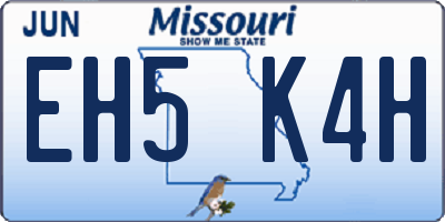 MO license plate EH5K4H