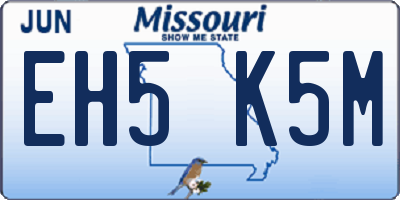 MO license plate EH5K5M