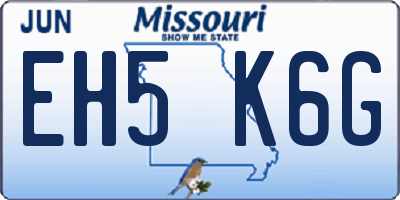 MO license plate EH5K6G