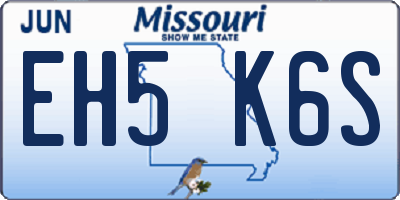 MO license plate EH5K6S