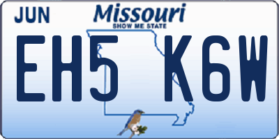 MO license plate EH5K6W