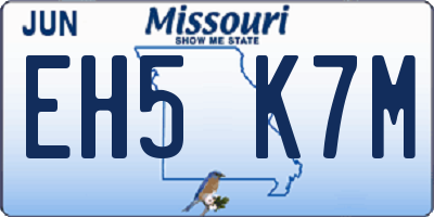 MO license plate EH5K7M