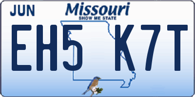 MO license plate EH5K7T