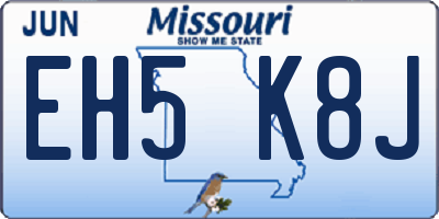 MO license plate EH5K8J