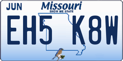MO license plate EH5K8W