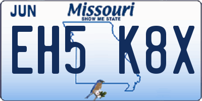 MO license plate EH5K8X