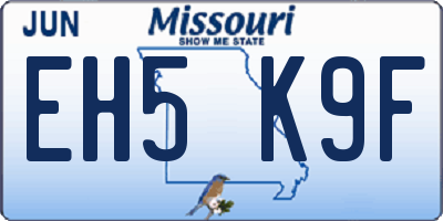 MO license plate EH5K9F