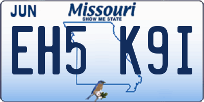 MO license plate EH5K9I