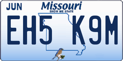 MO license plate EH5K9M
