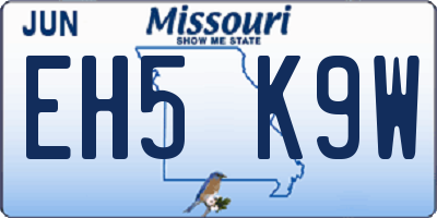 MO license plate EH5K9W