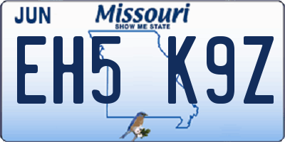 MO license plate EH5K9Z