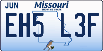 MO license plate EH5L3F