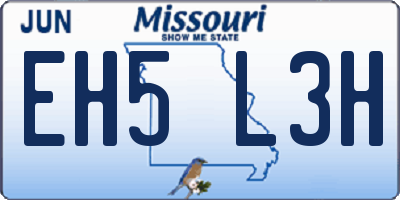 MO license plate EH5L3H