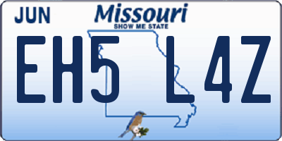 MO license plate EH5L4Z