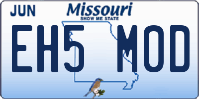 MO license plate EH5M0D