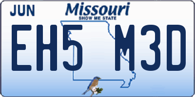MO license plate EH5M3D