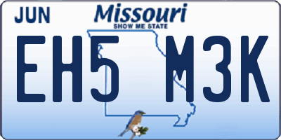MO license plate EH5M3K