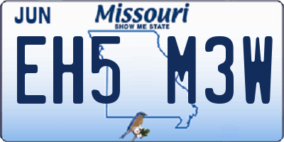 MO license plate EH5M3W