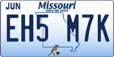 MO license plate EH5M7K