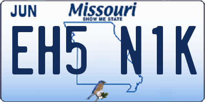 MO license plate EH5N1K