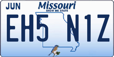 MO license plate EH5N1Z