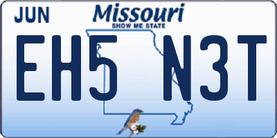 MO license plate EH5N3T