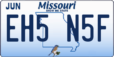MO license plate EH5N5F