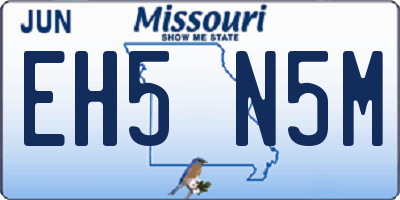 MO license plate EH5N5M