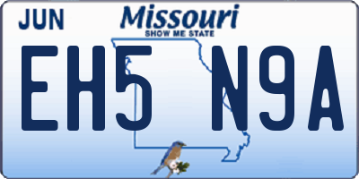 MO license plate EH5N9A
