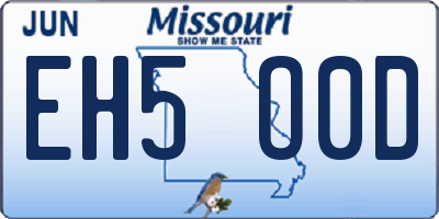 MO license plate EH5O0D