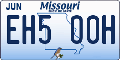 MO license plate EH5O0H