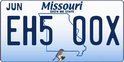 MO license plate EH5O0X