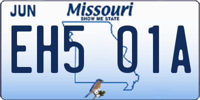 MO license plate EH5O1A