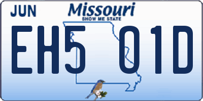 MO license plate EH5O1D