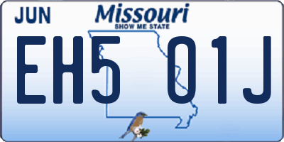 MO license plate EH5O1J