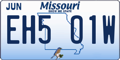 MO license plate EH5O1W