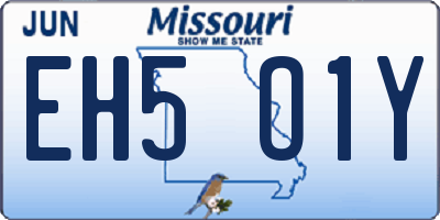 MO license plate EH5O1Y