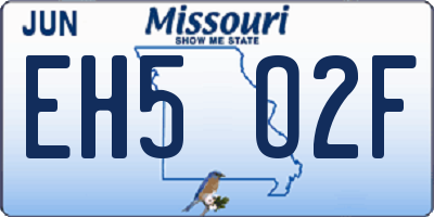 MO license plate EH5O2F