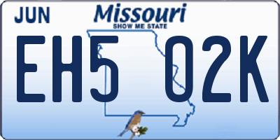 MO license plate EH5O2K