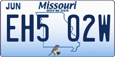 MO license plate EH5O2W
