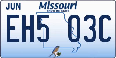 MO license plate EH5O3C