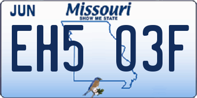MO license plate EH5O3F