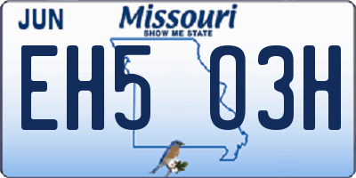 MO license plate EH5O3H