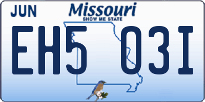 MO license plate EH5O3I