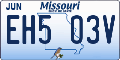 MO license plate EH5O3V