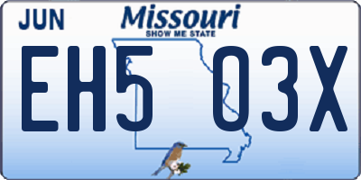 MO license plate EH5O3X