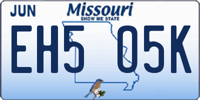 MO license plate EH5O5K