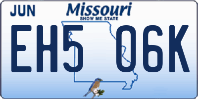 MO license plate EH5O6K