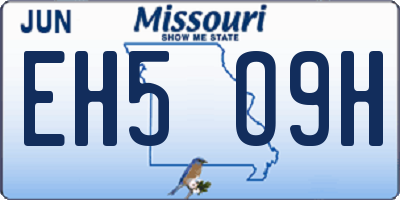 MO license plate EH5O9H
